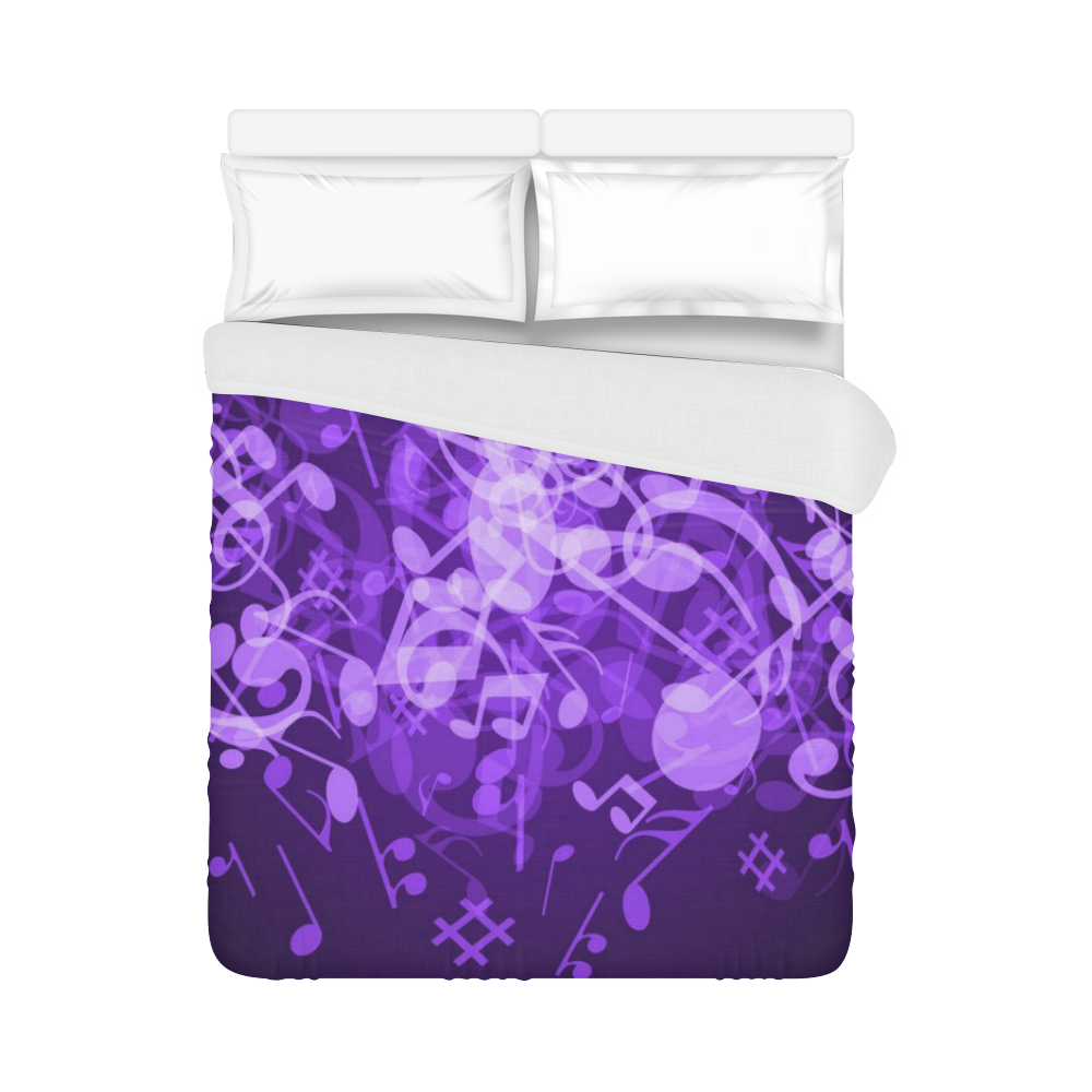 Purple Glow Music Notes Duvet Cover 86"x70" ( All-over-print)