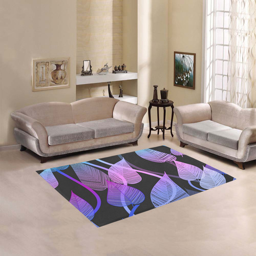 Colorful Tropical Leaves Area Rug 5'3''x4'