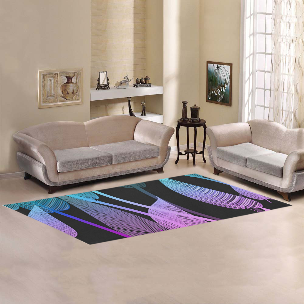 Colorful Tropical Leaves Area Rug 9'6''x3'3''