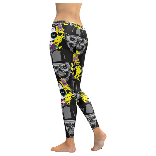 Miss Gothica Sugarskull Women's Low Rise Leggings (Invisible Stitch) (Model L05)