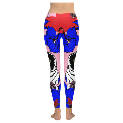 Spider lady sugar skull Women's Low Rise Leggings (Invisible Stitch) (Model L05)