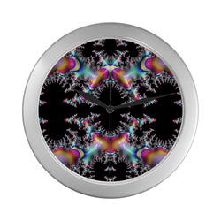 Rainbow Coral Reef Fractal Abstract Silver Color Wall Clock