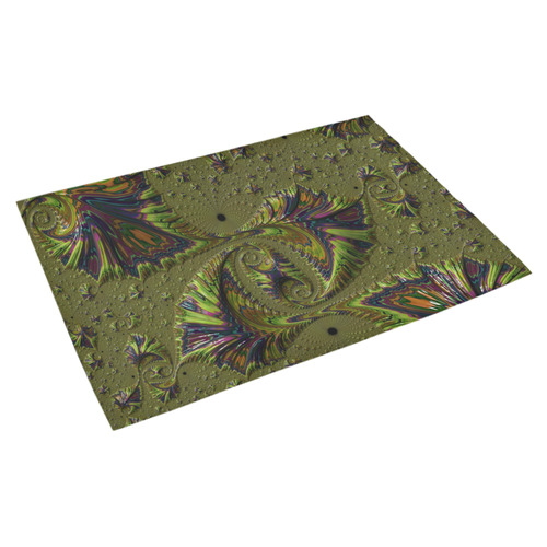 Rainbow Fern Frond Fossils Fractal Abstract Azalea Doormat 30" x 18" (Sponge Material)