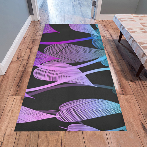 Colorful Tropical Leaves Area Rug 7'x3'3''