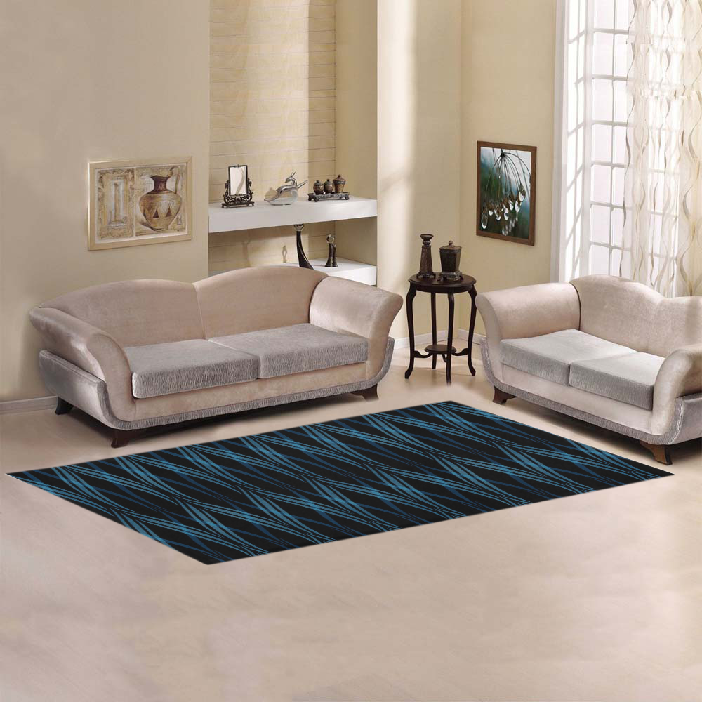 Ocean Blue Ribbons Area Rug 9'6''x3'3''