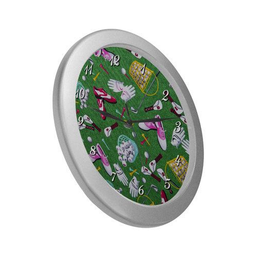 Ladies Tee Time Golf Silver Color Wall Clock