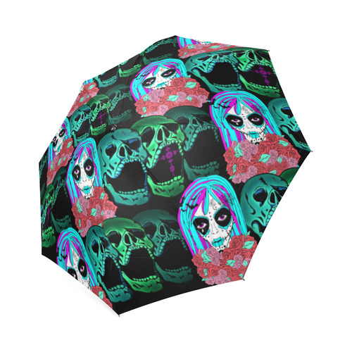 Goth sugarskull with attitude Foldable Umbrella (Model U01)