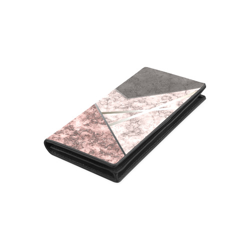 Pink and gray marble Women's Leather Wallet (Model 1611)