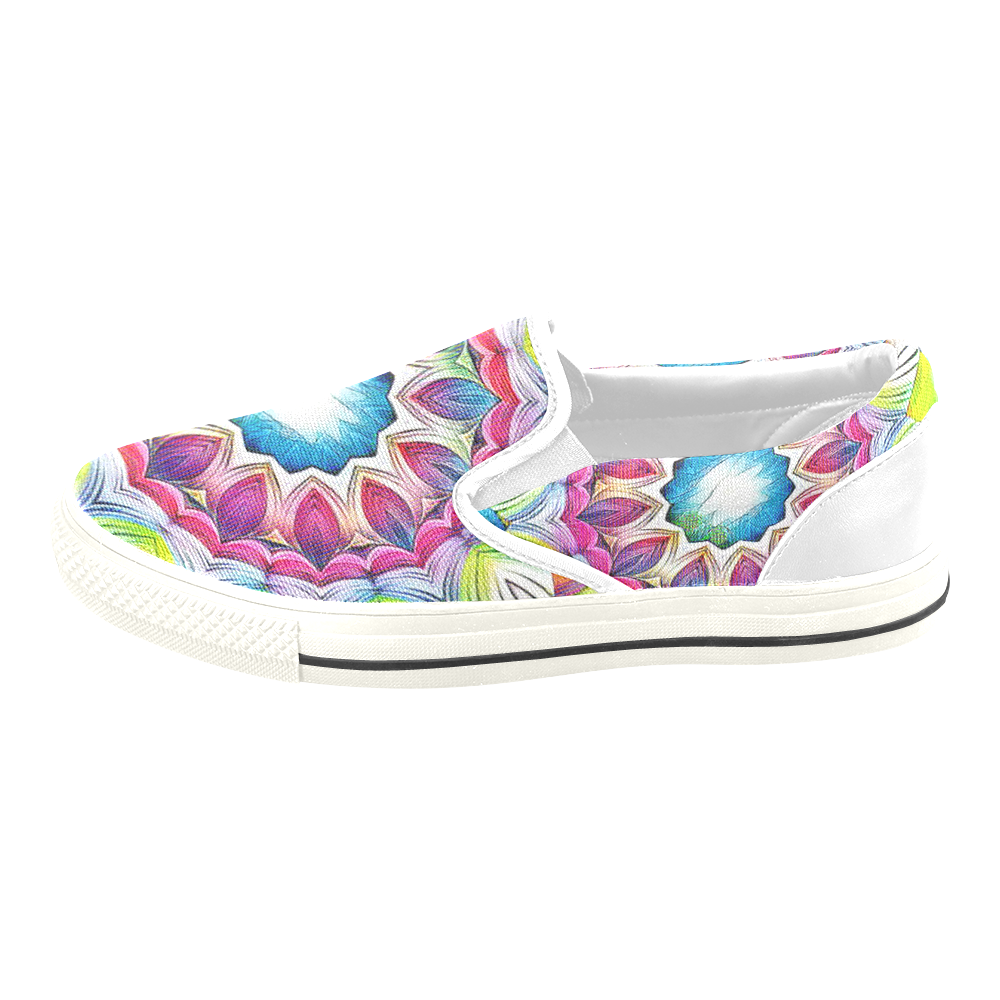 Sunshine Feeling Mandala Women's Slip-on Canvas Shoes/Large Size (Model 019)