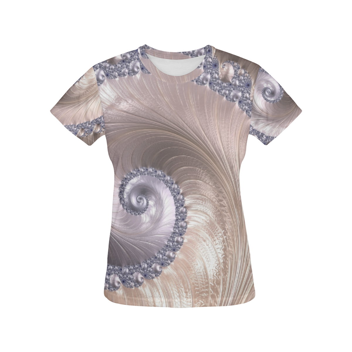 Diamond and Pearl Seashell Swirls Fractal Abstract All Over Print T-Shirt for Women (USA Size) (Model T40)