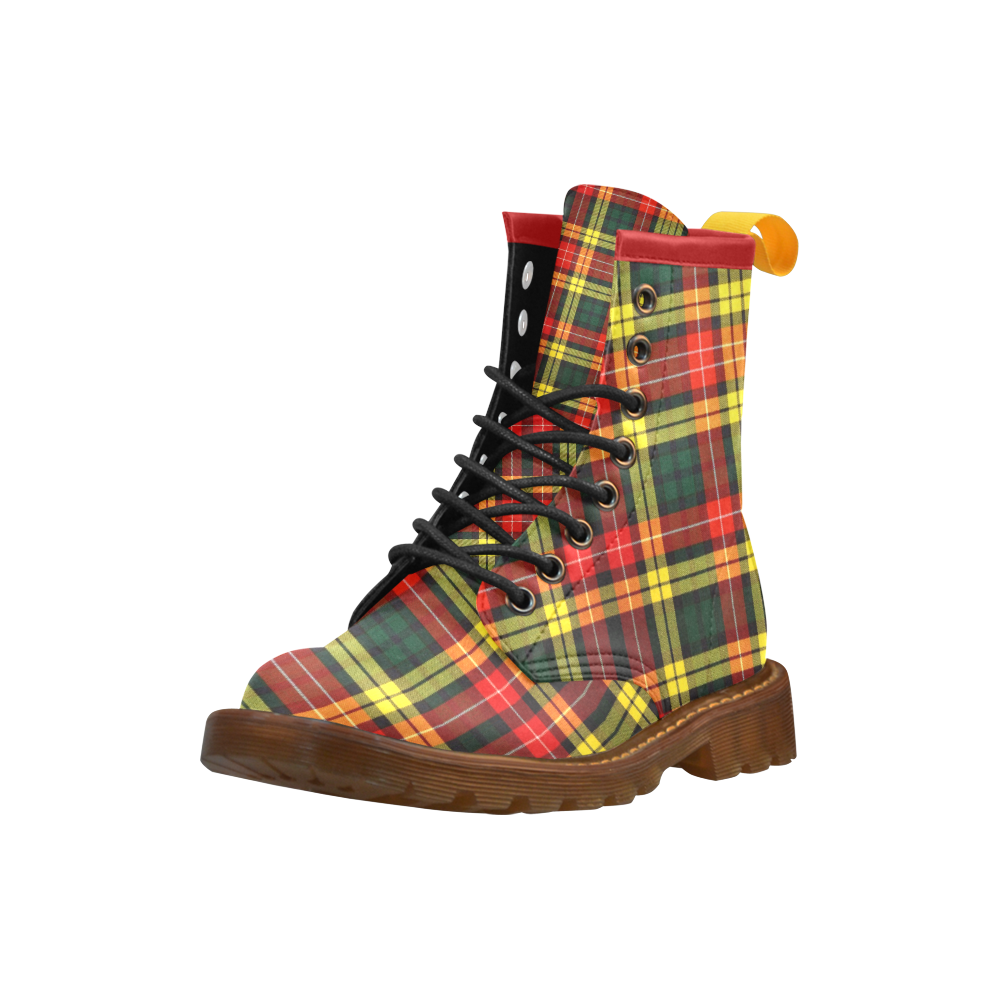 Buchanan Tartan High Grade PU Leather Martin Boots For Women Model 402H