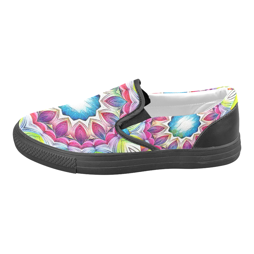 Sunshine Feeling Mandala Women's Unusual Slip-on Canvas Shoes (Model 019)