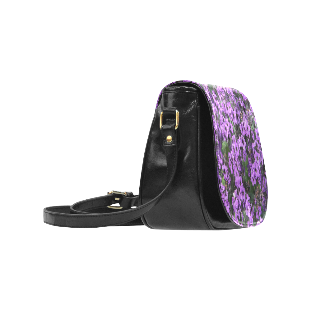 Purple Flowers Classic Saddle Bag/Large (Model 1648)