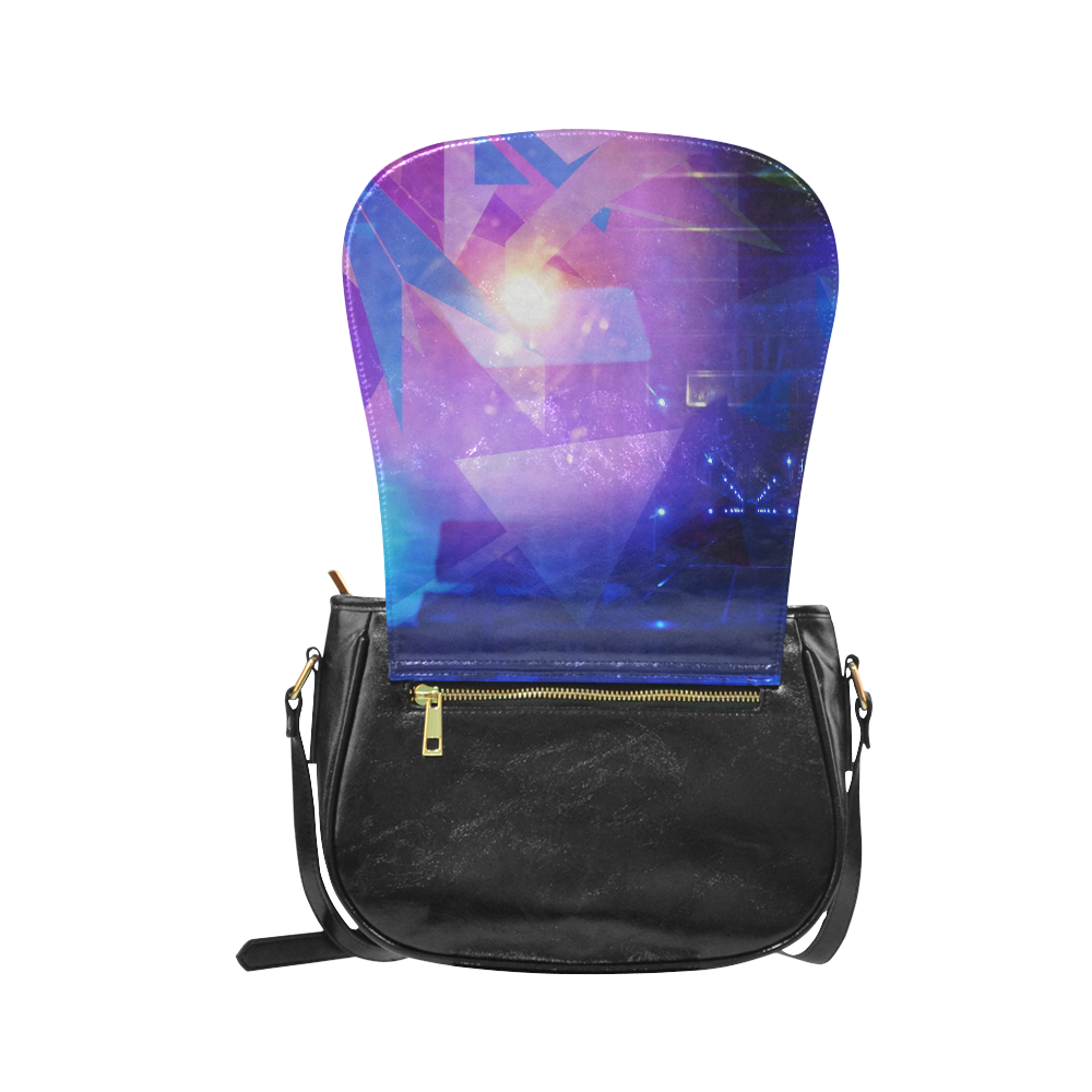 Purple Abstract Triangles Classic Saddle Bag/Large (Model 1648)