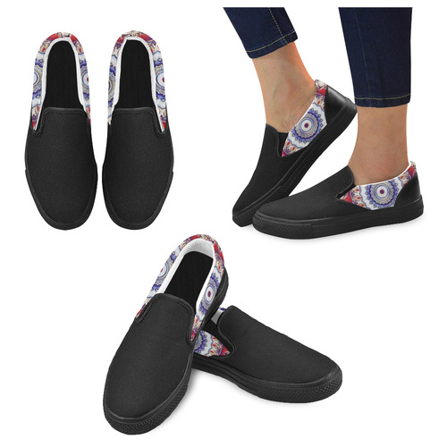 X-Mas Romantic Mandala Women's Slip-on Canvas Shoes (Model 019)