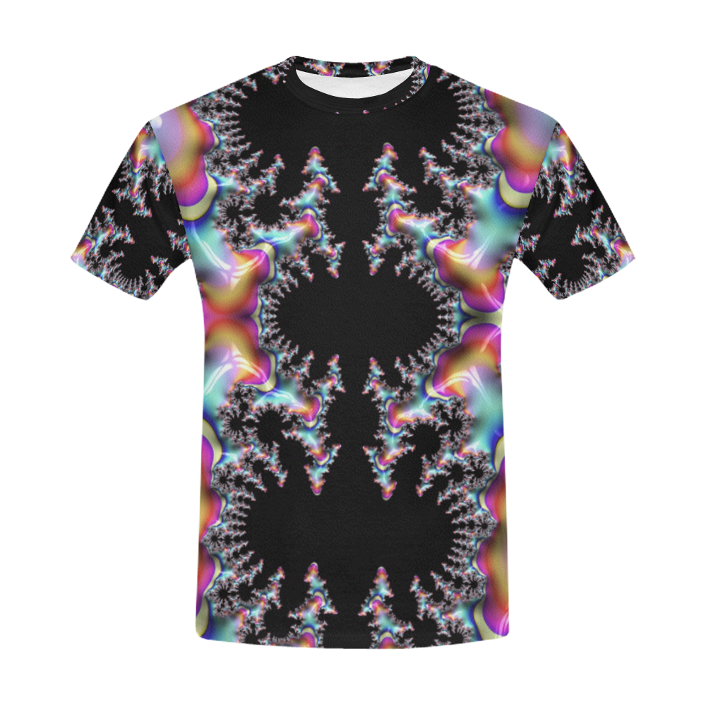 Rainbow Coral Reef Fractal Abstract All Over Print T-Shirt for Men (USA Size) (Model T40)