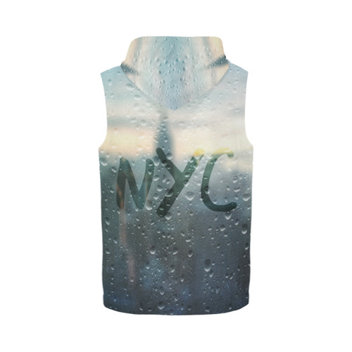 Rainy Day in NYC All Over Print Sleeveless Zip Up Hoodie for Men (Model H16)