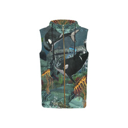 Amazing orcas All Over Print Sleeveless Zip Up Hoodie for Women (Model H16)