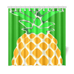 One Pineapple Tropical Fruit Shower Curtain 72"x72"