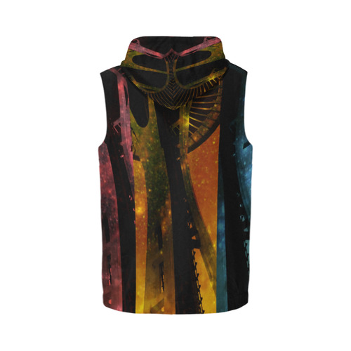 Seattle Space Needle Three Stripes All Over Print Sleeveless Zip Up Hoodie for Men (Model H16)