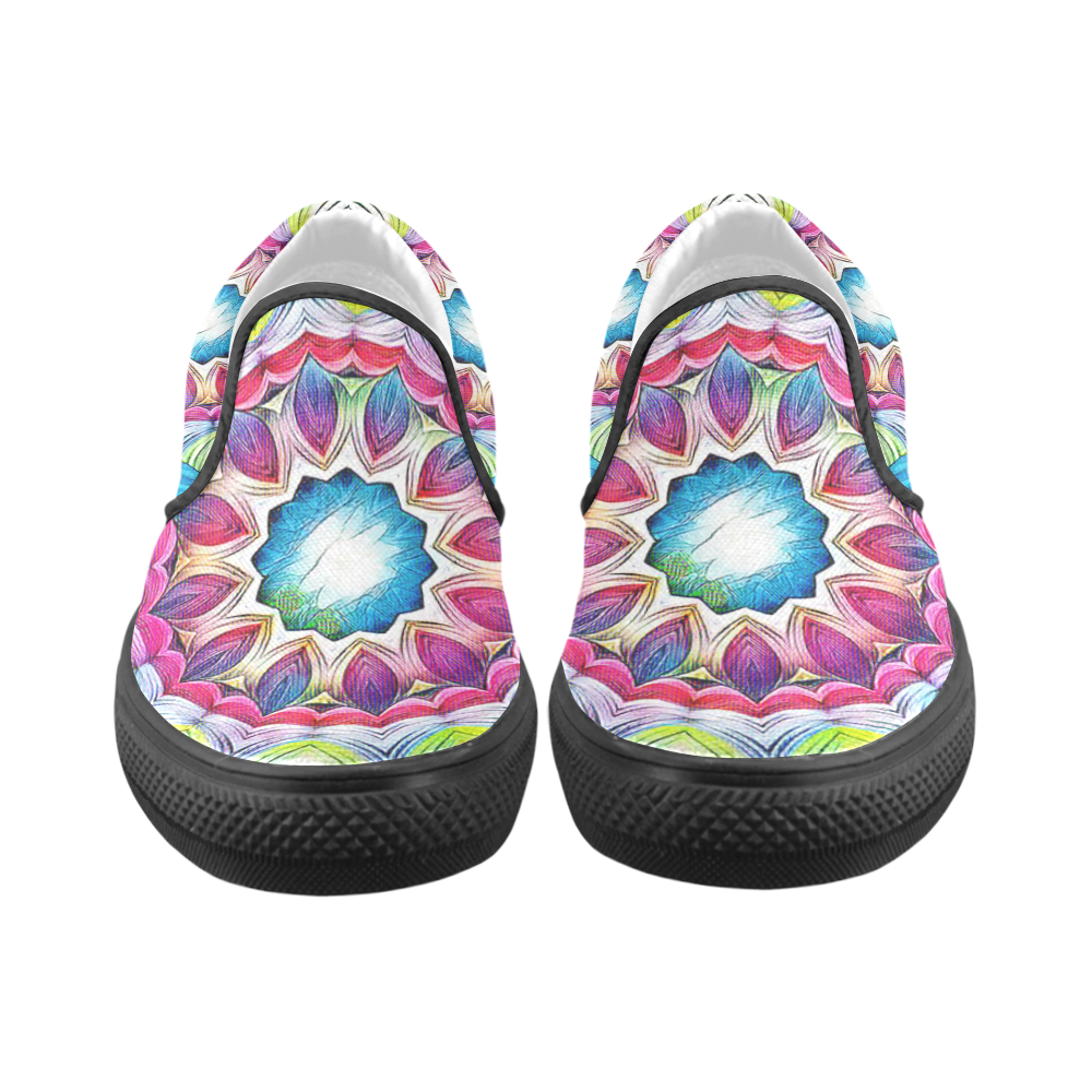 Sunshine Feeling Mandala Women's Unusual Slip-on Canvas Shoes (Model 019)