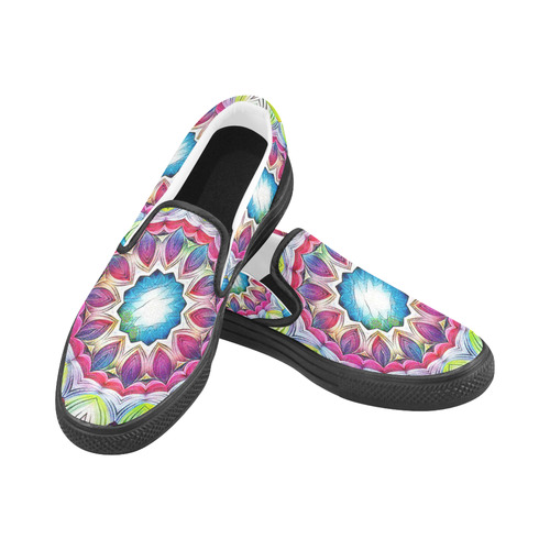 Sunshine Feeling Mandala Women's Unusual Slip-on Canvas Shoes (Model 019)