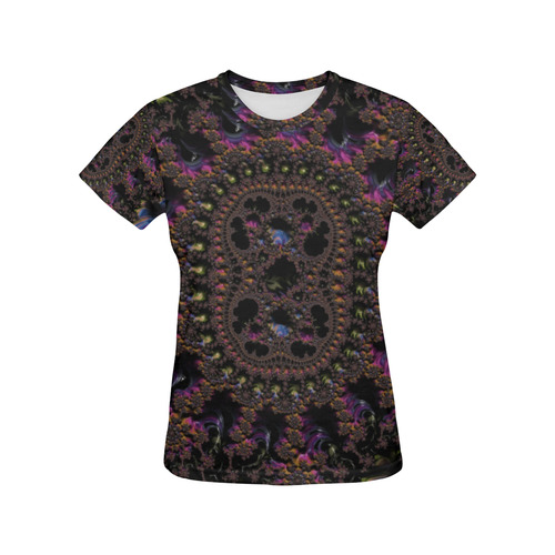 Ancient Aztec Medallion Fractal Abstract All Over Print T-Shirt for Women (USA Size) (Model T40)