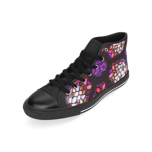 Geometric Purple Pink Rosary Window Mandala High Top Canvas Women's Shoes/Large Size (Model 017)