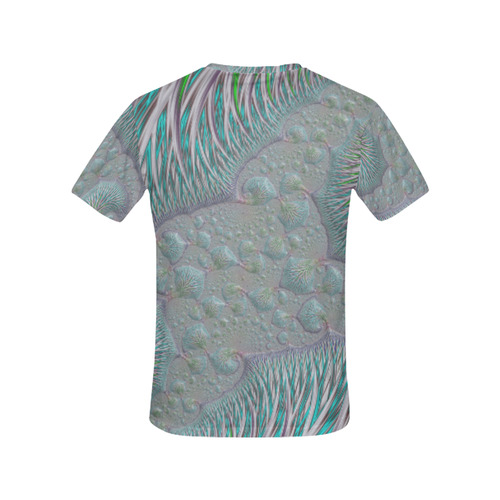 Waves and Seashells on the Beach Fractal Abstract All Over Print T-Shirt for Women (USA Size) (Model T40)