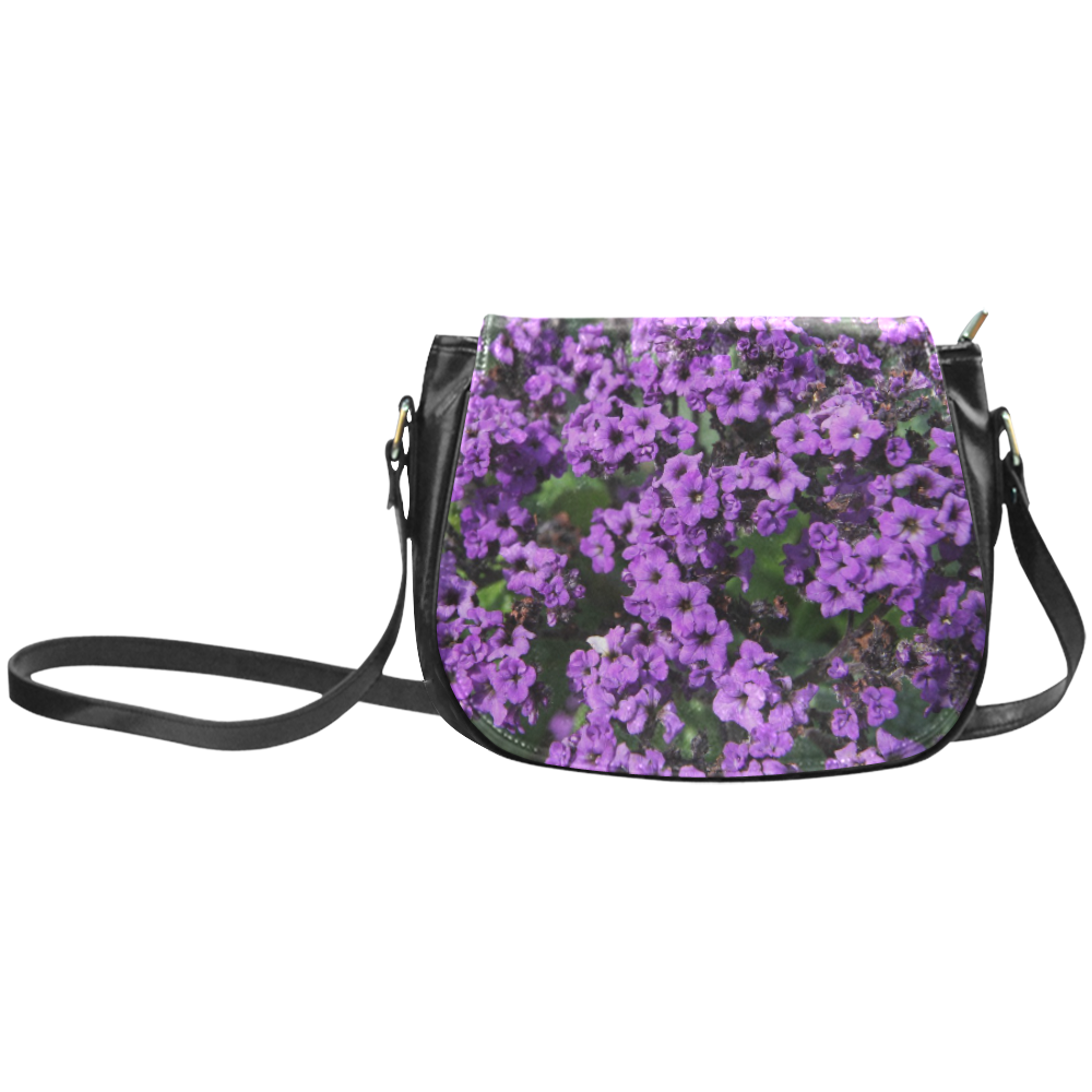 Purple Flowers Classic Saddle Bag/Large (Model 1648)