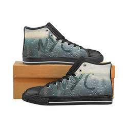 Rainy Day in NYC High Top Canvas Women's Shoes/Large Size (Model 017)
