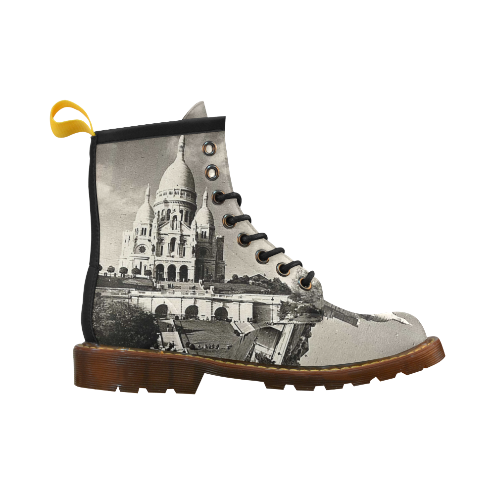Vintage Sacre Coeur in Paris Photo High Grade PU Leather Martin Boots For Women Model 402H