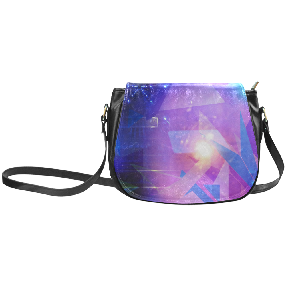 Purple Abstract Triangles Classic Saddle Bag/Large (Model 1648)