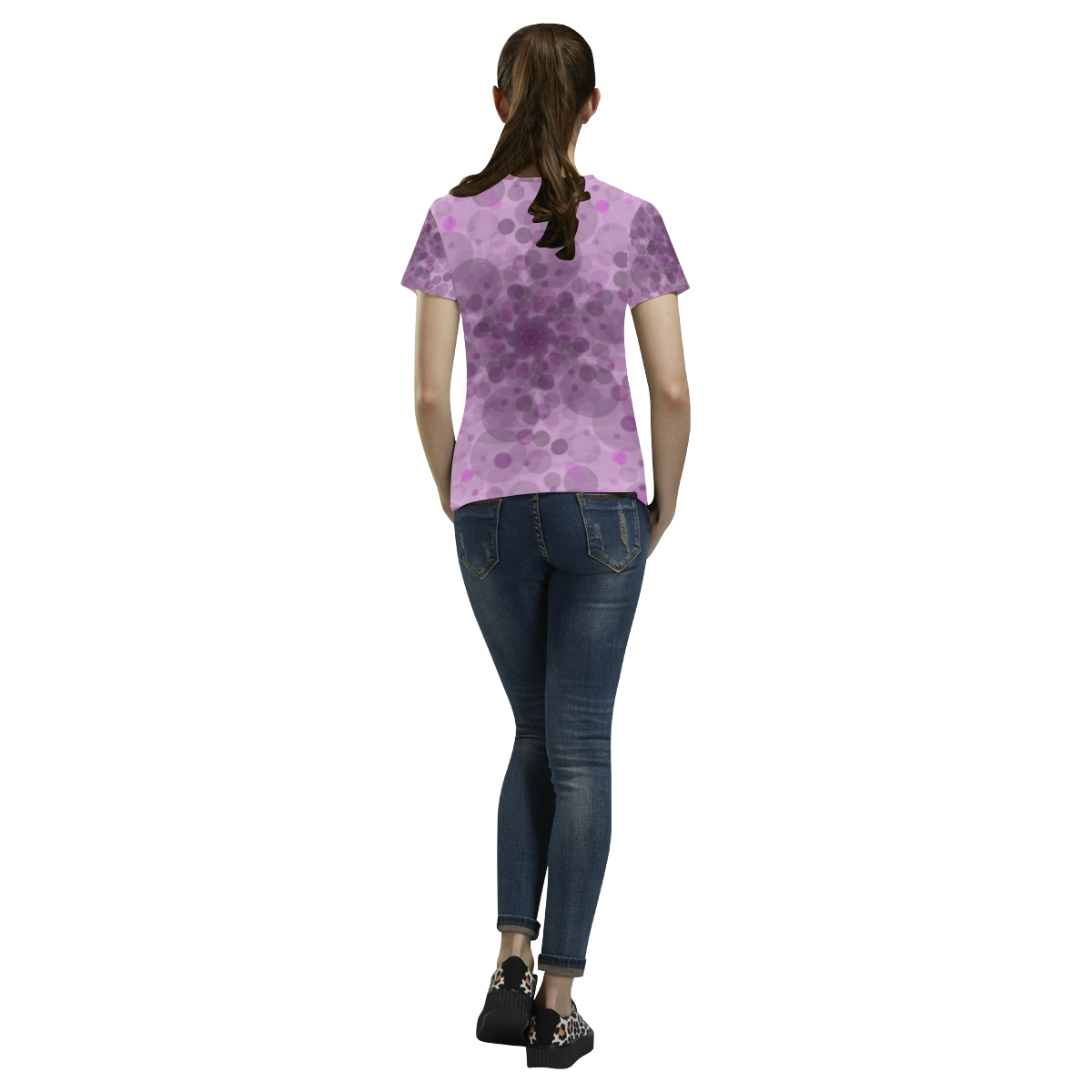 Circles in purple All Over Print T-Shirt for Women (USA Size) (Model T40)