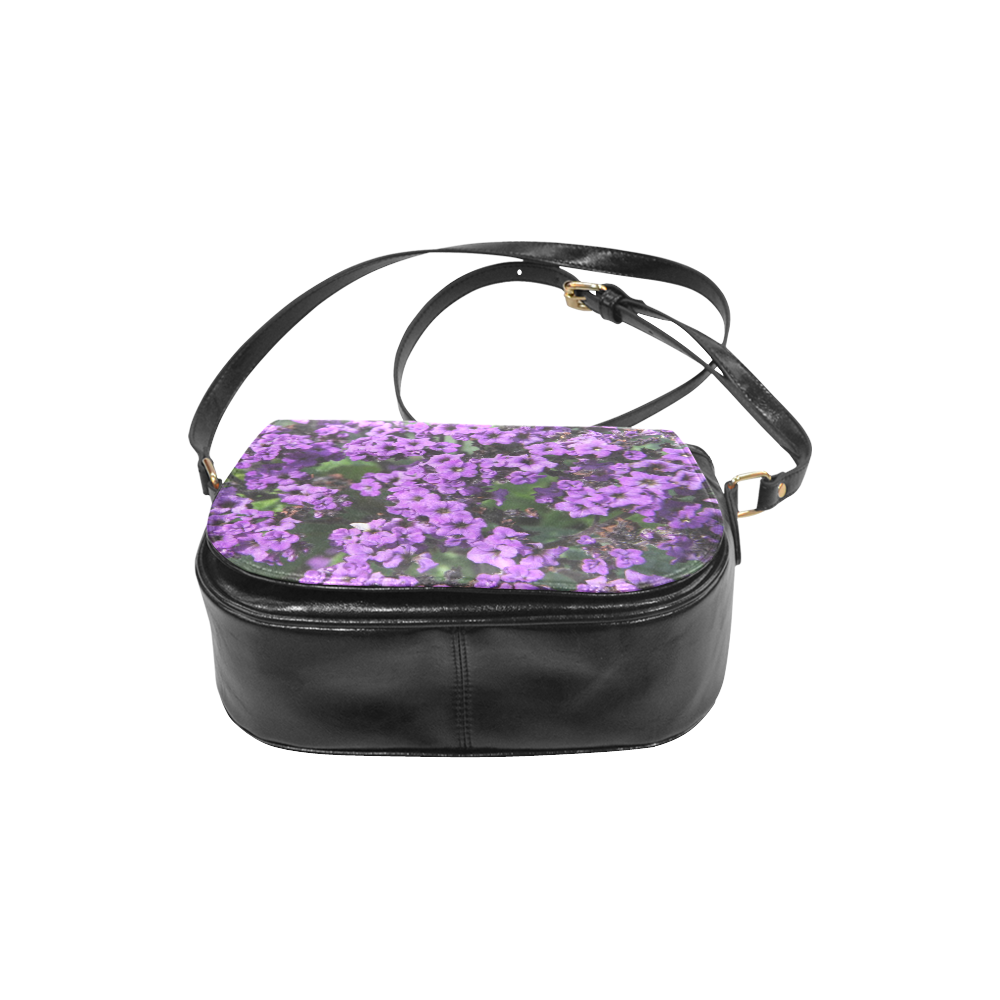 Purple Flowers Classic Saddle Bag/Large (Model 1648)