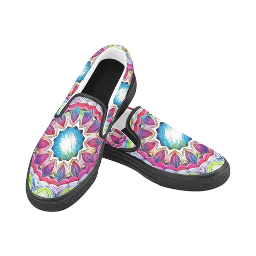 Sunshine Feeling Mandala Women's Slip-on Canvas Shoes (Model 019)