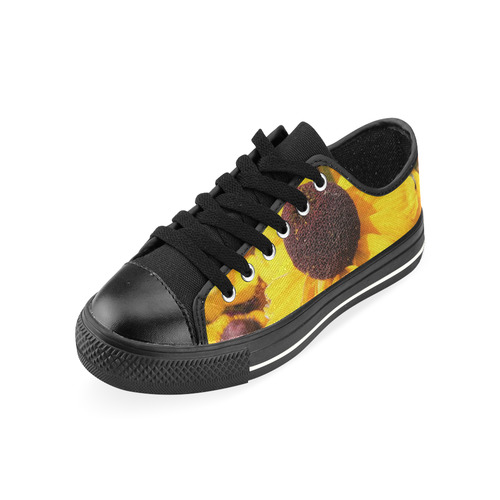 Yellow Flowers Low Top Canvas Shoes for Kid (Model 018)