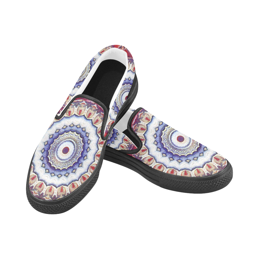 X-Mas Romantic Mandala Women's Slip-on Canvas Shoes (Model 019)