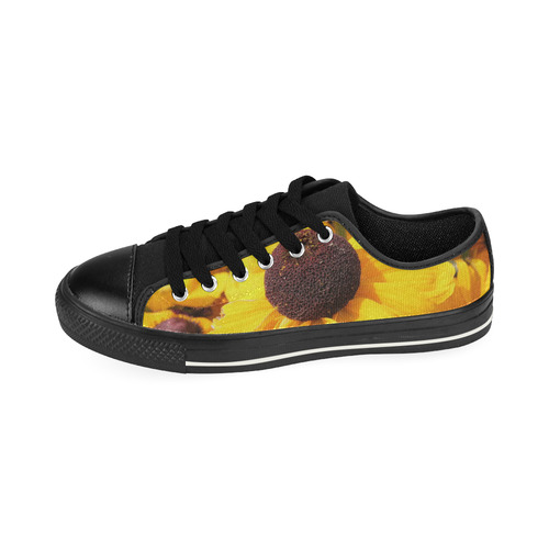 Yellow Flowers Low Top Canvas Shoes for Kid (Model 018)