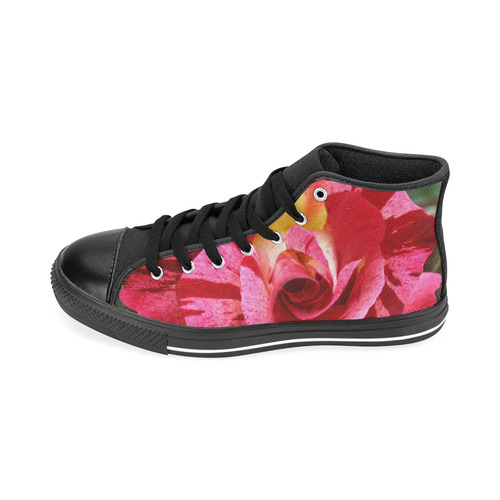 Pink Rose Flower Blossom High Top Canvas Women's Shoes/Large Size (Model 017)