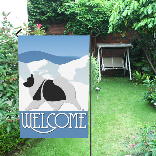 Keeshond Rockin the Rockies welcome Garden Flag 28''x40'' （Without Flagpole）
