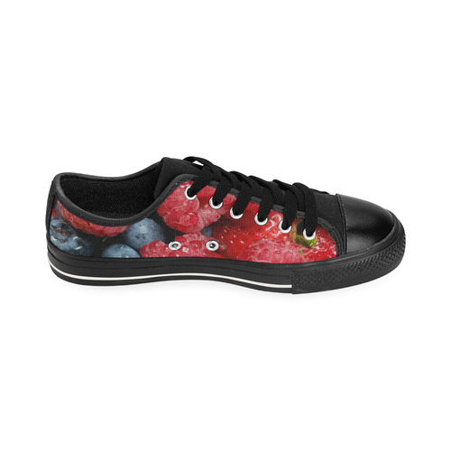 Red Berry Mix Low Top Canvas Shoes for Kid (Model 018)