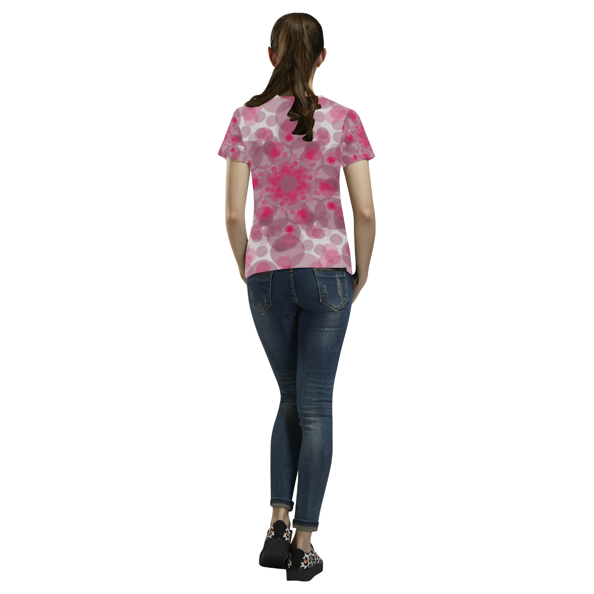 pink and purple soft spots All Over Print T-Shirt for Women (USA Size) (Model T40)