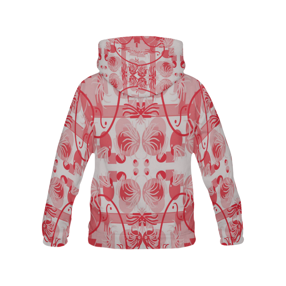 Foliage in red and gray All Over Print Hoodie for Women (USA Size) (Model H13)