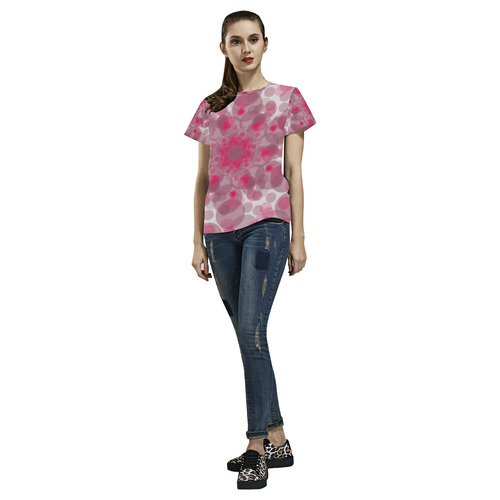 pink and purple soft spots All Over Print T-Shirt for Women (USA Size) (Model T40)