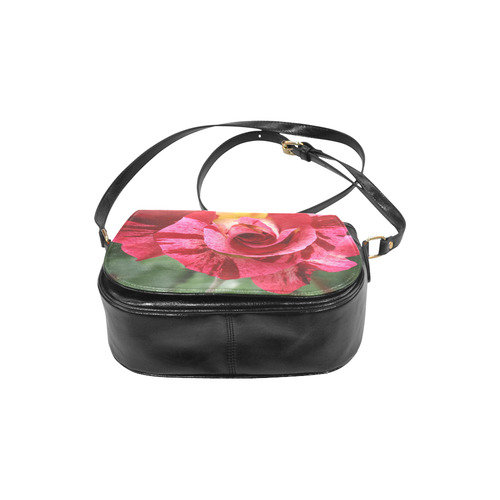 Pink Rose Flower Blossom Classic Saddle Bag/Large (Model 1648)