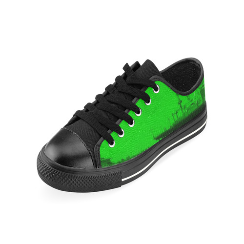 Ghostly Green Santa Monica Pier Low Top Canvas Shoes for Kid (Model 018)