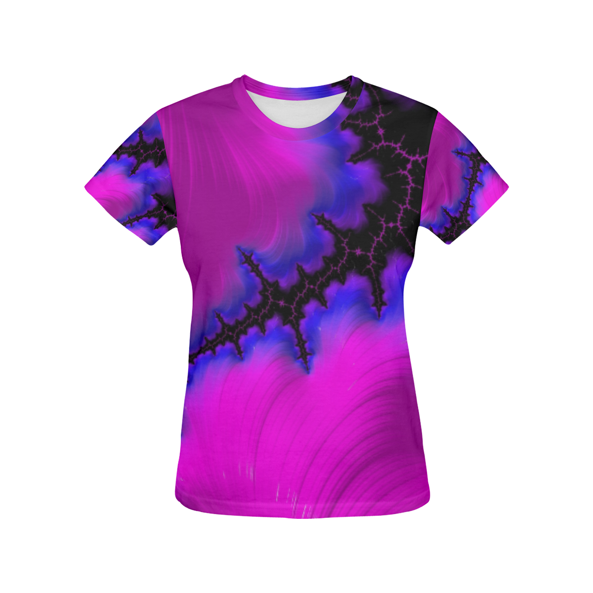 Summer Lightning and Flower Gardens Fractal All Over Print T-Shirt for Women (USA Size) (Model T40)