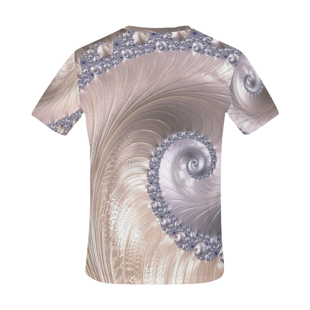 Diamond and Pearl Seashell Swirls Fractal Abstract All Over Print T-Shirt for Men (USA Size) (Model T40)