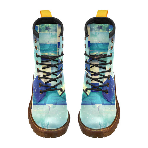 Starry Starry Caribbean Night High Grade PU Leather Martin Boots For Women Model 402H